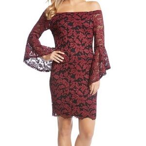 Karen Kane Red and Black Lace Dress
